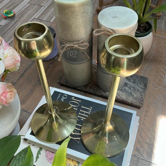 Threshold 11’ Brass Gold Tone Candle Holder Chalice Cup MCM Style - Picture 3 of 11